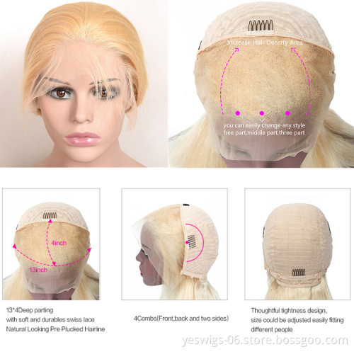 Wholesale 613 blonde Lace Frontal wig,peruvian human hair  lace front wigs for black women